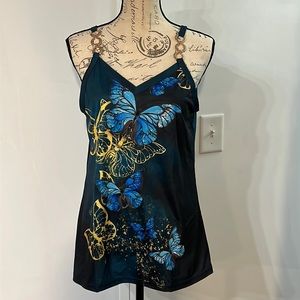 Butterfly tank top with metal accent